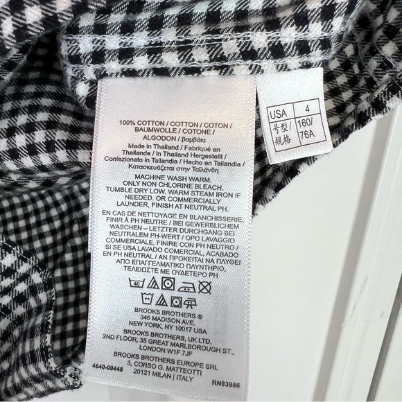 Brooks Brothers button down shirt womens 4 Gingham Black White Contrast Collar - Picture 5 of 8